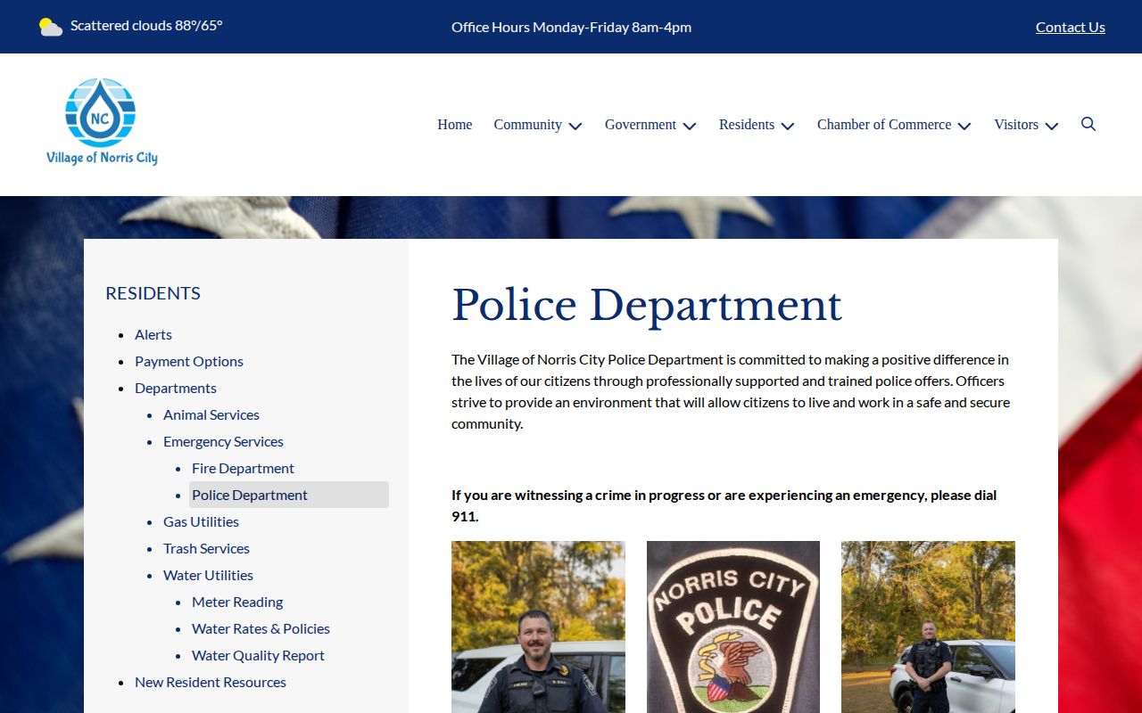 Official Norris City Police Department page identifying village police personnel