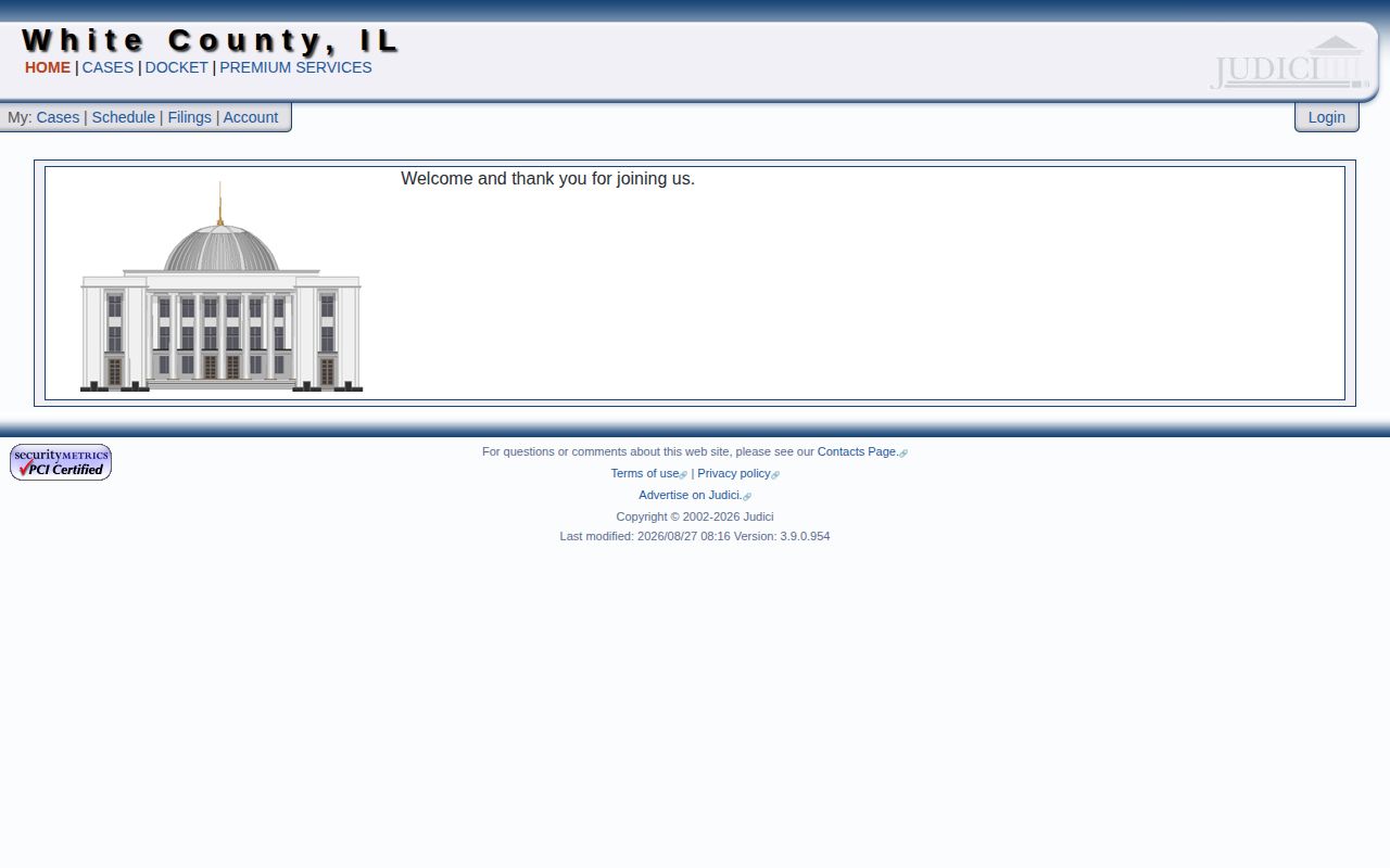 Judici White County court case search interface